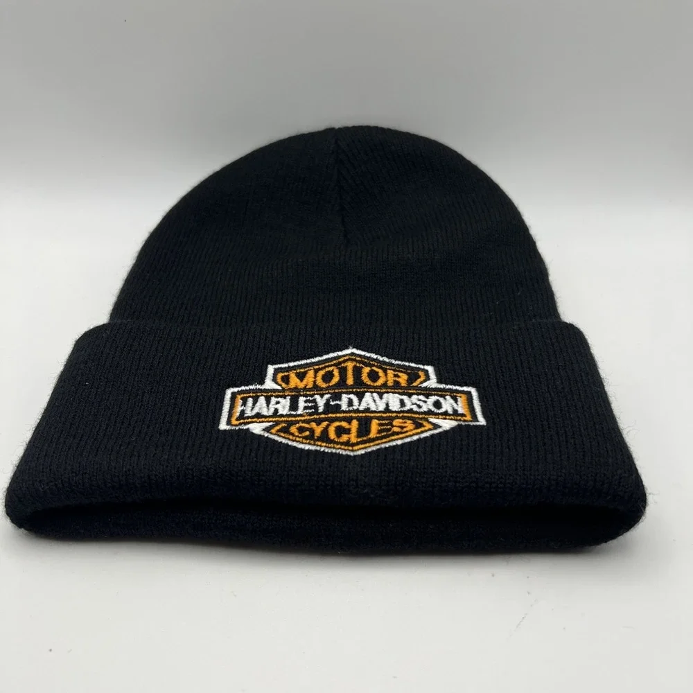 Harley Davidson Knit Black Hat Embroidered Logo New Other